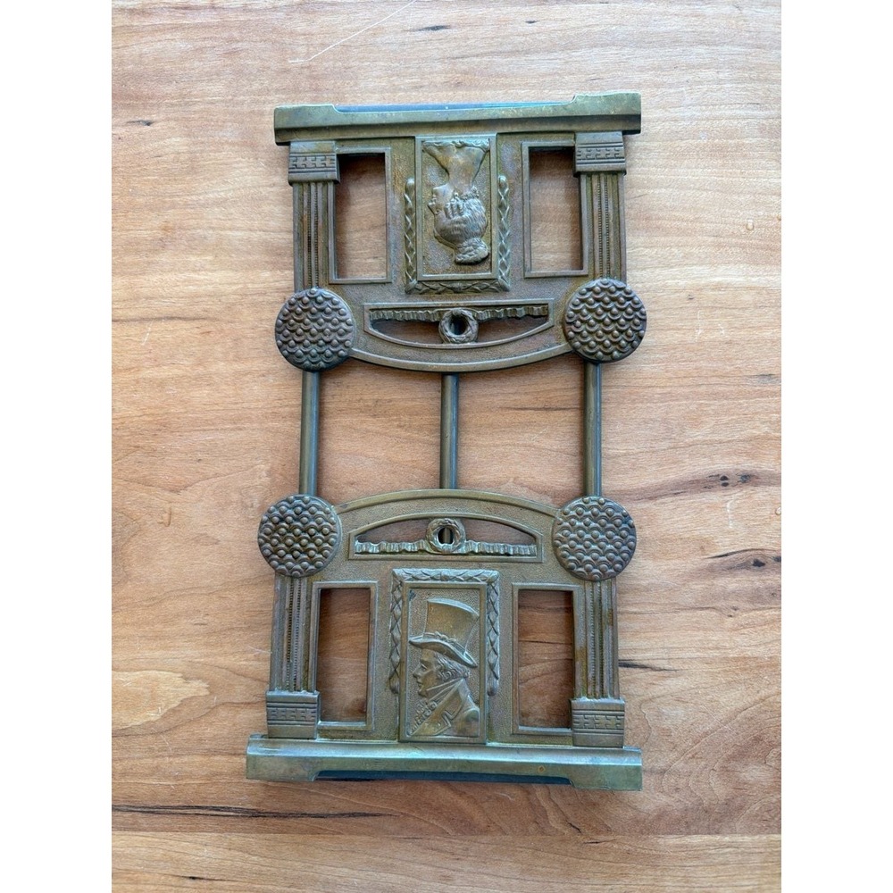 Antique Victorian Bronze Expandable Scroll Book Rack Man in Top Hat and Lady